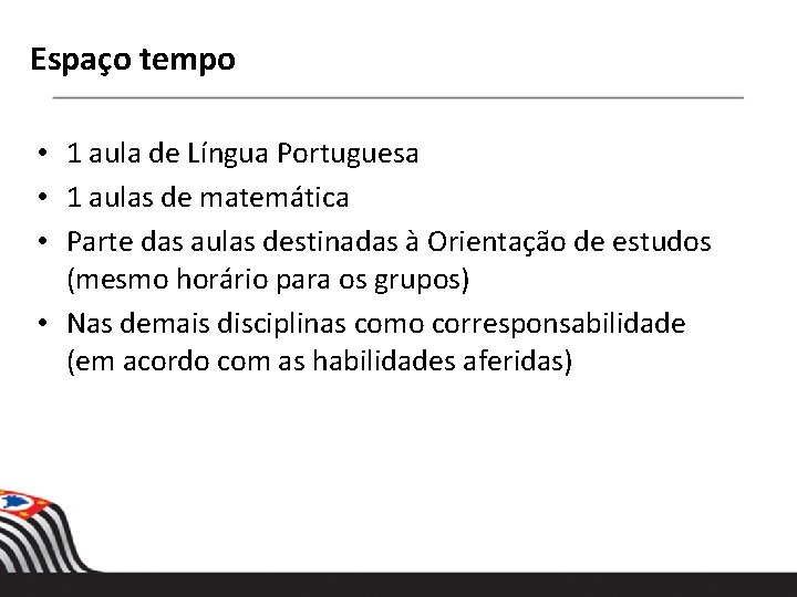 Espaço tempo • 1 aula de Língua Portuguesa • 1 aulas de matemática •