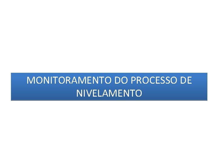 MONITORAMENTO DO PROCESSO DE NIVELAMENTO 