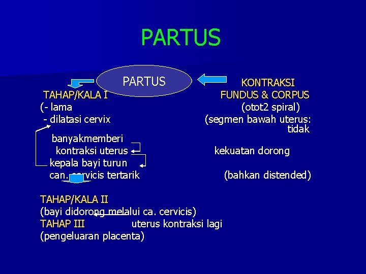 PARTUSBAYI) (KELAHIRAN TAHAP/KALA I (- lama - dilatasi cervix banyakmemberi kontraksi uterus kepala bayi