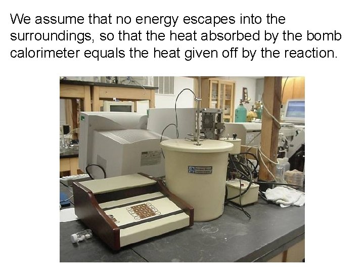 We assume that no energy escapes into the surroundings, so that the heat absorbed