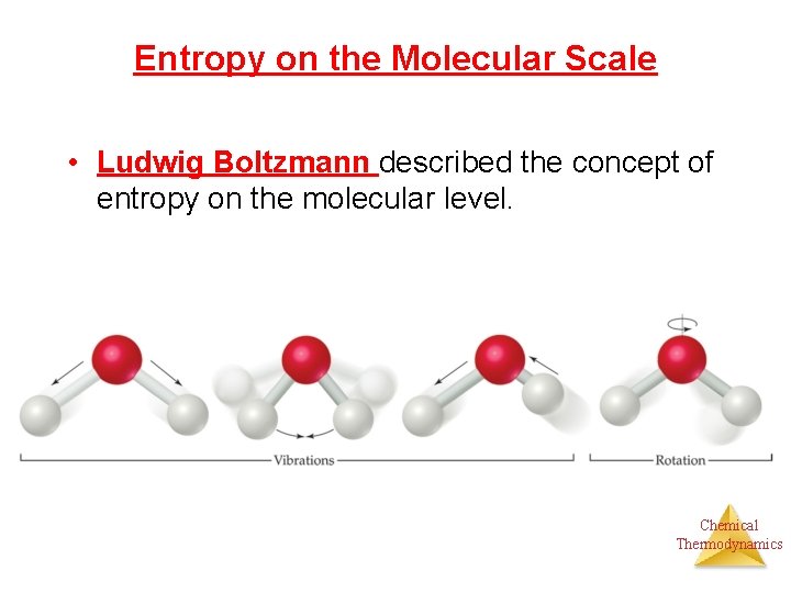 Entropy on the Molecular Scale • Ludwig Boltzmann described the concept of entropy on