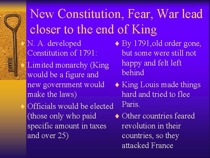New Constitution, Fear, War lead closer to the end of King ¨ N. A. New Constitution, Fear, War lead closer to the end of King ¨ N. A.