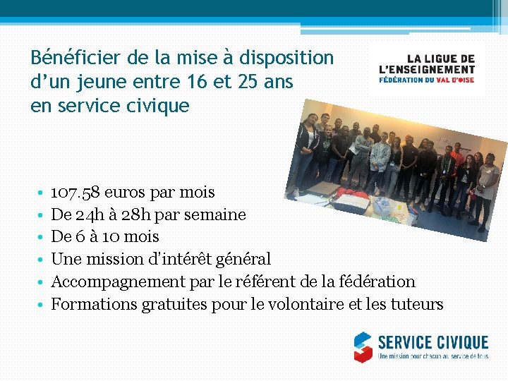 Bénéficier de la mise à disposition d’un jeune entre 16 et 25 ans en Bénéficier de la mise à disposition d’un jeune entre 16 et 25 ans en