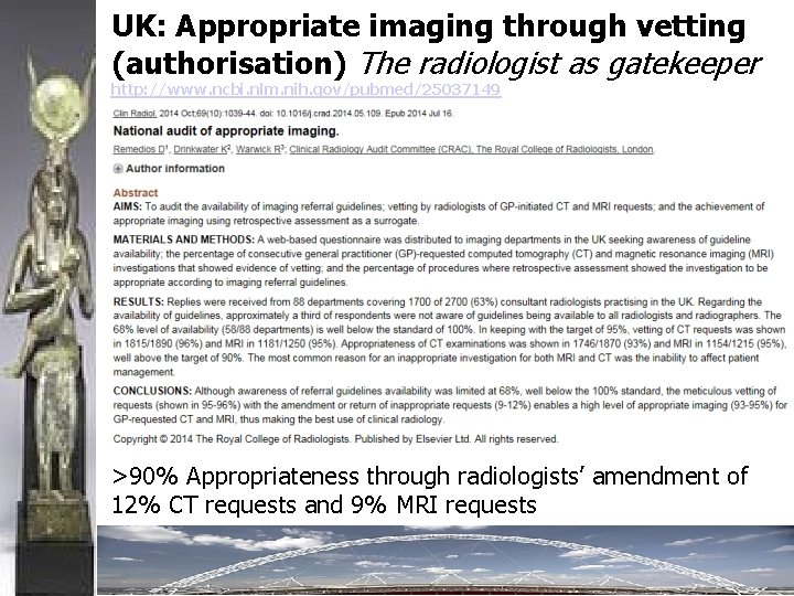 UK: Appropriate imaging through vetting (authorisation) The radiologist as gatekeeper http: //www. ncbi. nlm.