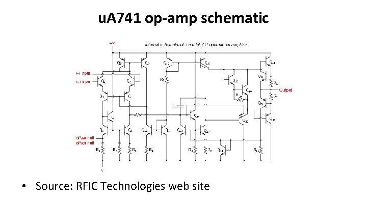 u. A 741 op-amp schematic • Source: RFIC Technologies web site 