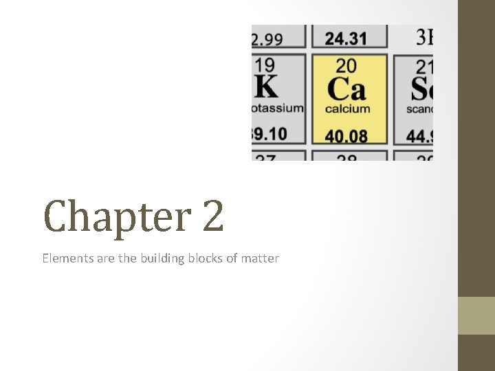 Chapter 2 Elements are the building blocks of matter 