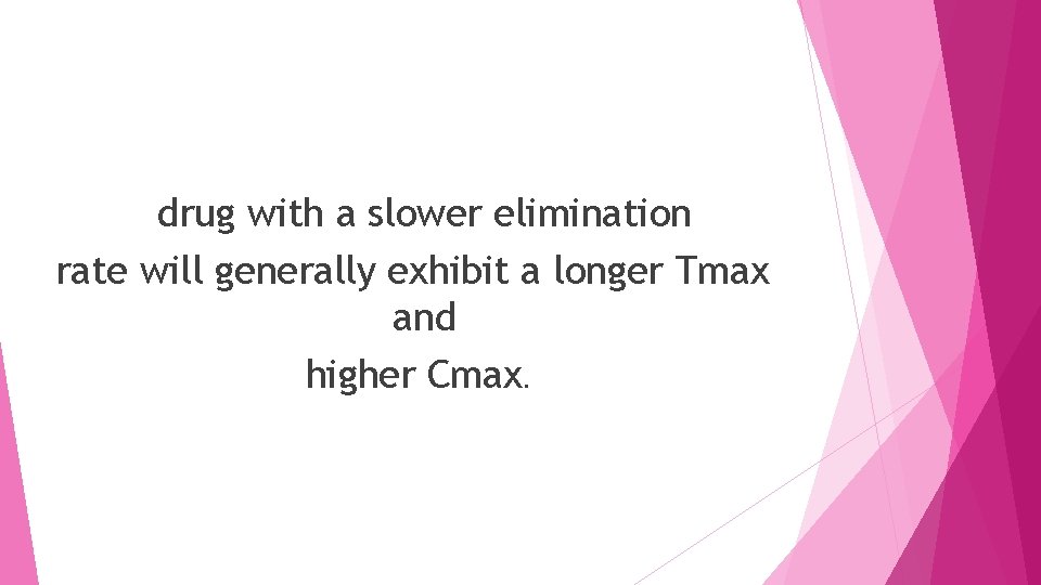 drug with a slower elimination rate will generally exhibit a longer Tmax and higher