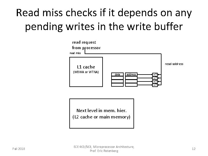 Read miss checks if it depends on any pending writes in the write buffer