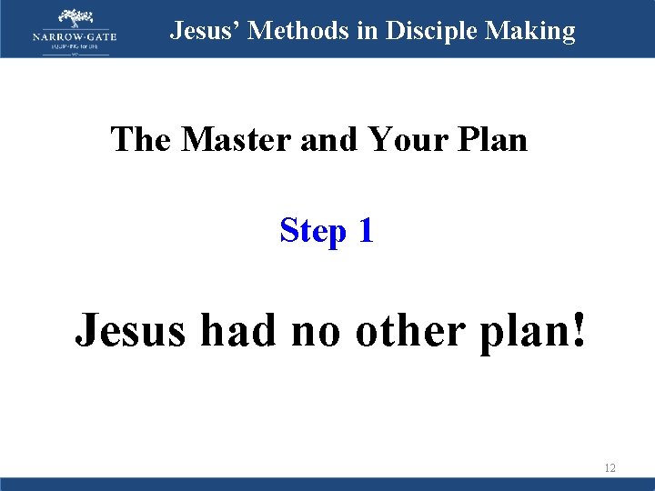 Jesus’ Methods in Disciple Making The Master and Your Plan Step 1 Jesus had