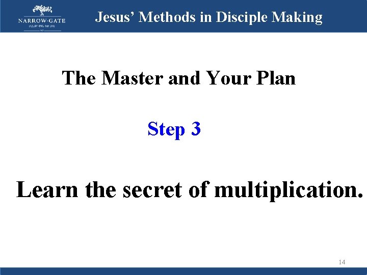 Jesus’ Methods in Disciple Making The Master and Your Plan Step 3 Learn the