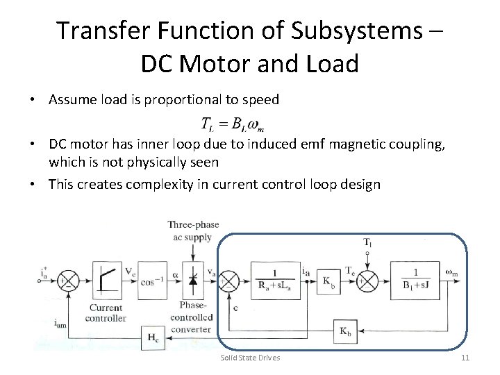 Transfer Function of Subsystems – DC Motor and Load • Assume load is proportional