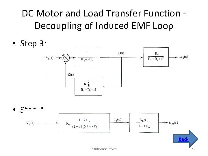 DC Motor and Load Transfer Function Decoupling of Induced EMF Loop • Step 3: