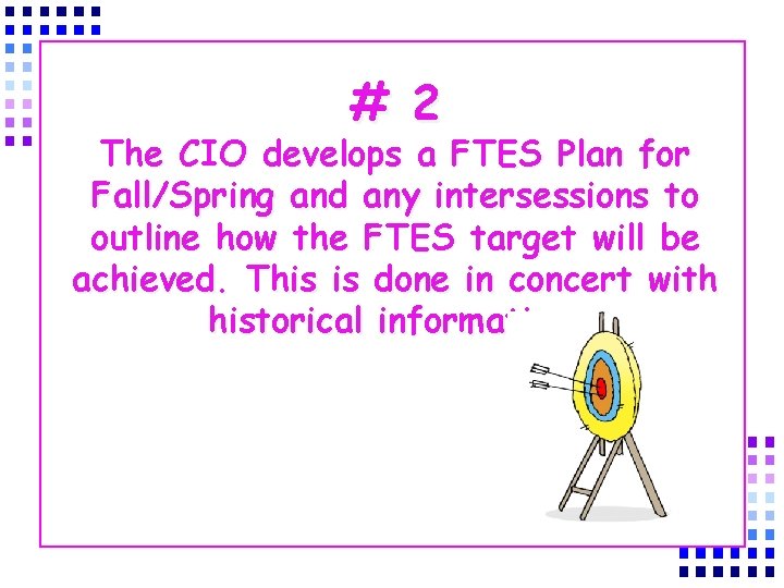 # 2 The CIO develops a FTES Plan for Fall/Spring and any intersessions to