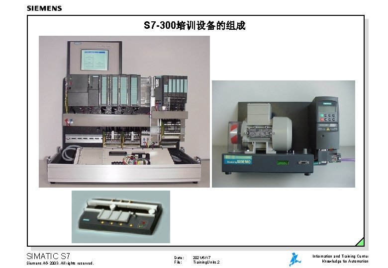 S 7 -300培训设备的组成 SIMATIC S 7 Siemens AG 2003. All rights reserved. Date: File: