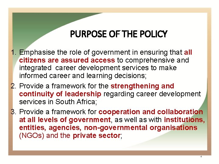 Service Development Policy Draft Career Development Services Policy Building an effective