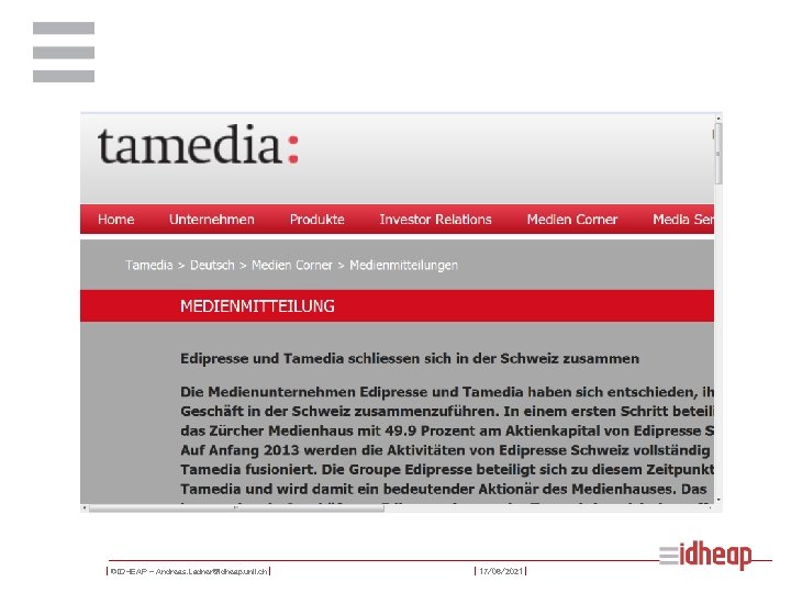 | ©IDHEAP – Andreas. Ladner@idheap. unil. ch | | 17/06/2021 | 