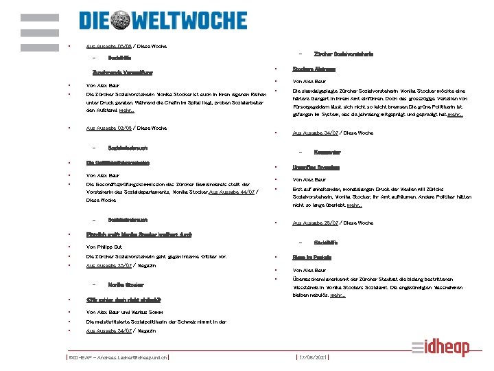 § Ausgabe 05/08 / Diese Woche – Zunehmende Verzweiflung § Von Alex Baur §