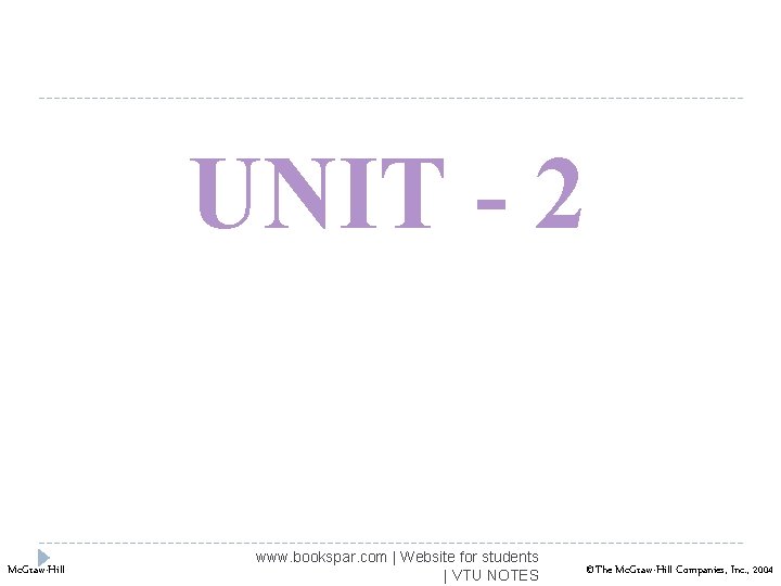 UNIT - 2 Mc. Graw-Hill www. bookspar. com | Website for students | VTU