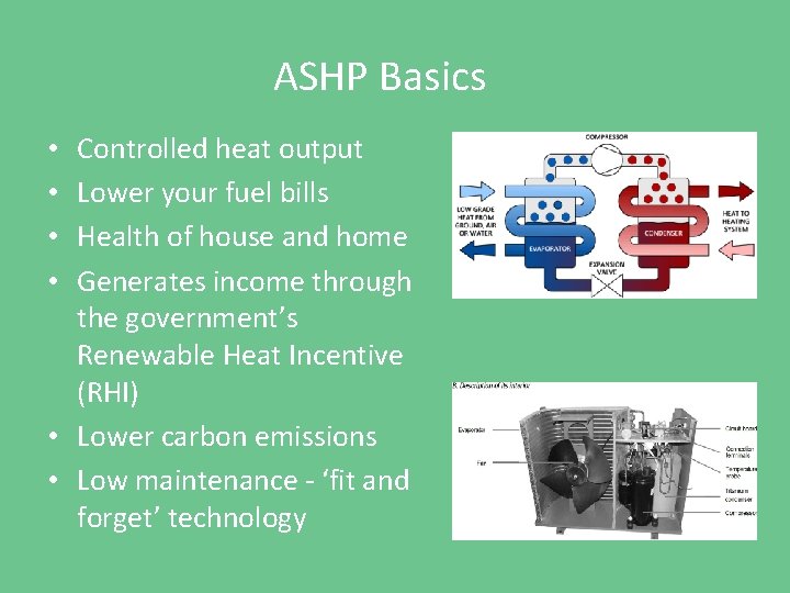 ASHP Basics Controlled heat output Lower your fuel bills Health of house and home