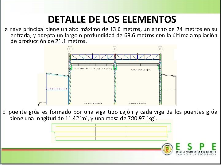 DETALLE DE LOS ELEMENTOS La nave principal tiene un alto máximo de 13. 6