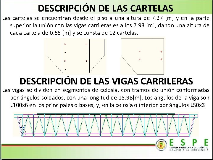 DESCRIPCIÓN DE LAS CARTELAS Las cartelas se encuentran desde el piso a una altura