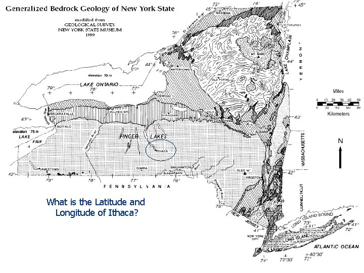 What is the Latitude and Longitude of Ithaca? 