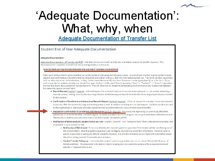 ‘Adequate Documentation’: What, why, when Adequate Documentation of Transfer List 