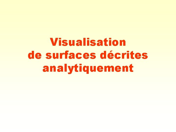 Visualisation de surfaces décrites analytiquement 