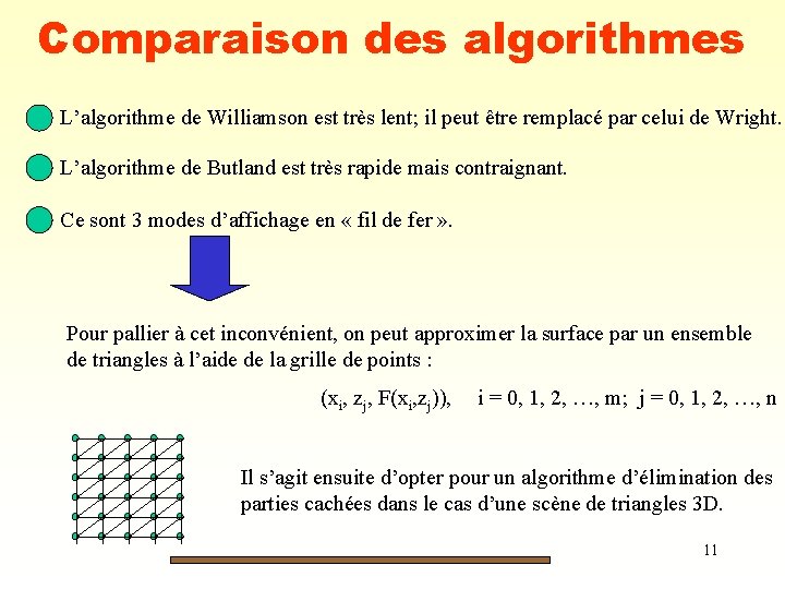 Comparaison des algorithmes L’algorithme de Williamson est très lent; il peut être remplacé par