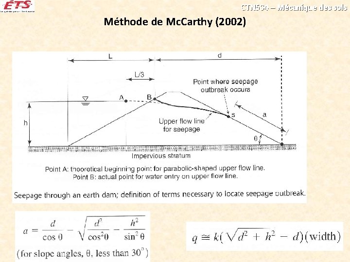 CTN 504 – Mécanique des sols Méthode de Mc. Carthy (2002) 
