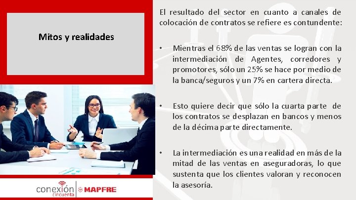 El resultado del sector en cuanto a canales de colocación de contratos se refiere