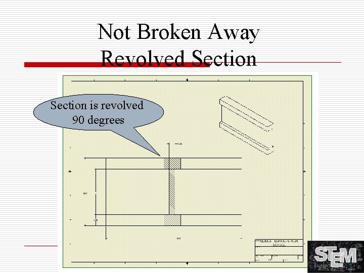 Not Broken Away Revolved Section is revolved 90 degrees 