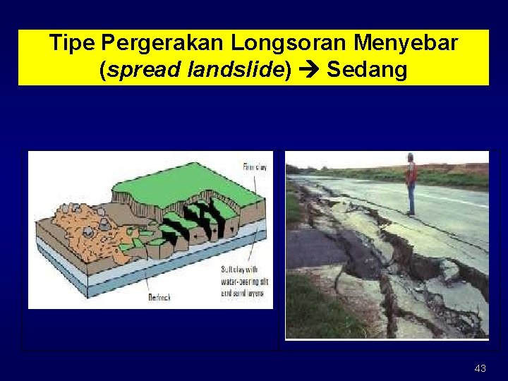 Tipe Pergerakan Longsoran Menyebar (spread landslide) Sedang 43 