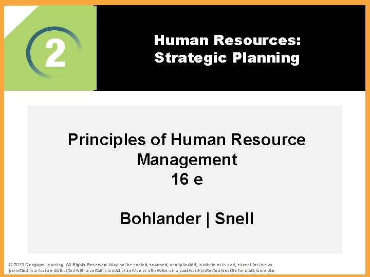 Human Resources: Strategic Planning The Challenges of Human Resources Management Principles of Human Resource