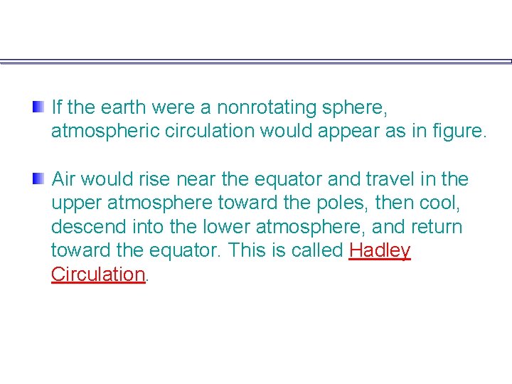 If the earth were a nonrotating sphere, atmospheric circulation would appear as in figure.