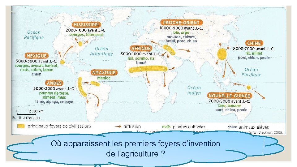 Où apparaissent les premiers foyers d’invention de l’agriculture ? 