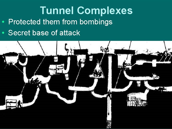 Tunnel Complexes • Protected them from bombings • Secret base of attack 