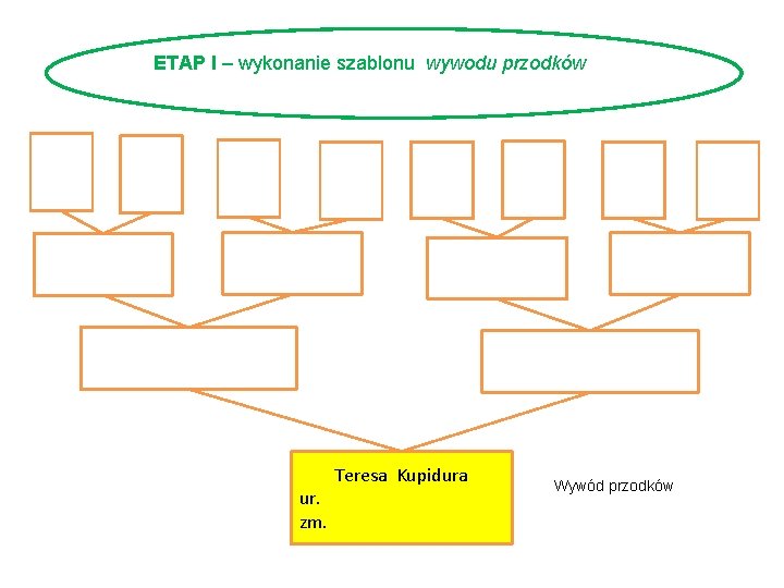 ETAP I – wykonanie szablonu wywodu przodków ur. zm. Teresa Kupidura Wywód przodków 