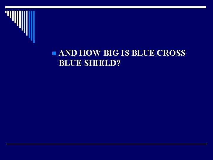 n AND HOW BIG IS BLUE CROSS BLUE SHIELD? 