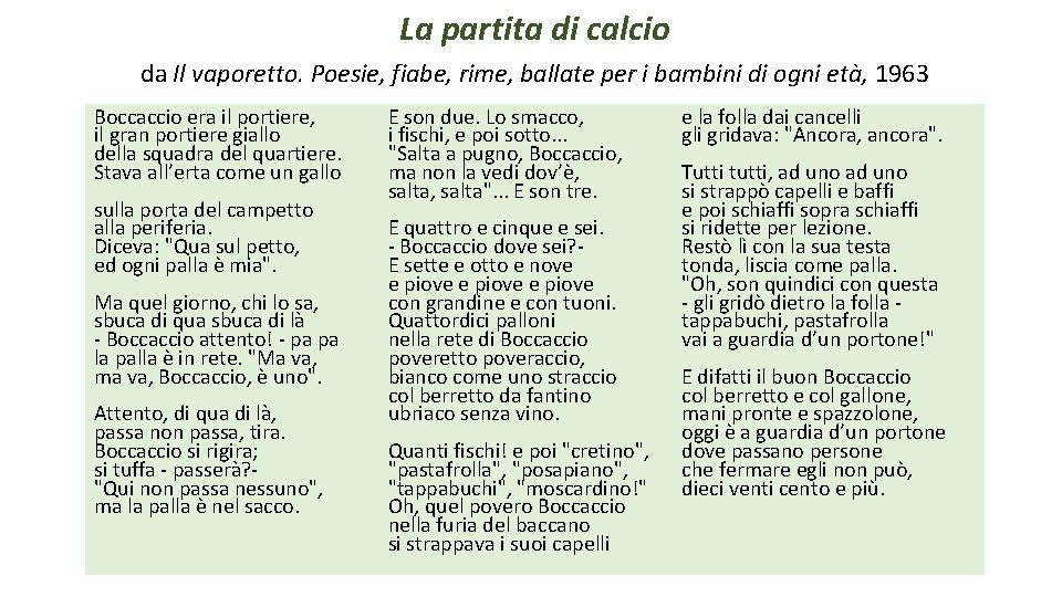 La partita di calcio da Il vaporetto. Poesie, fiabe, rime, ballate per i bambini