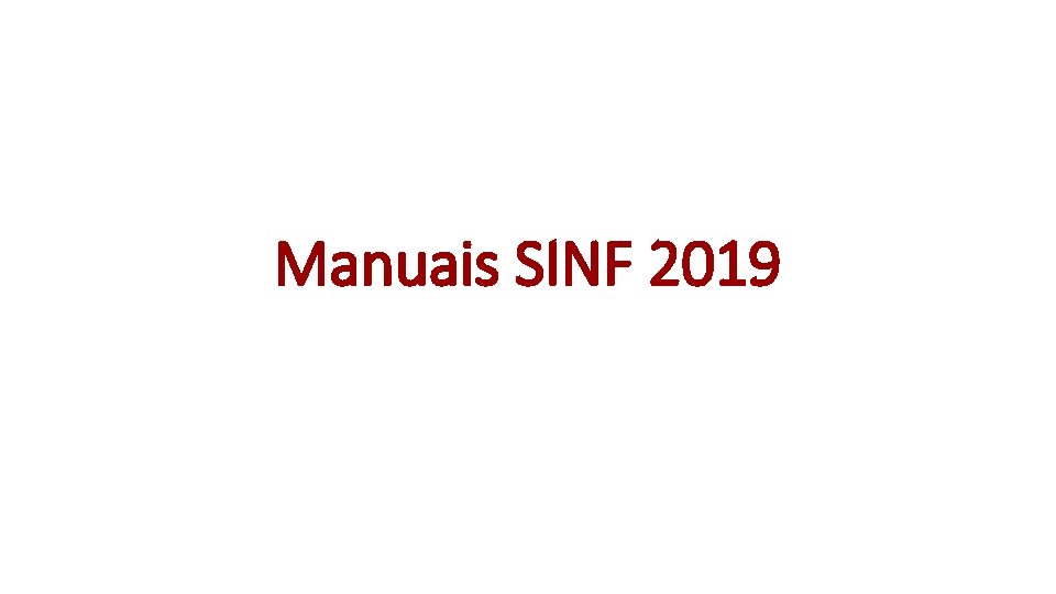 Manuais SINF 2019 