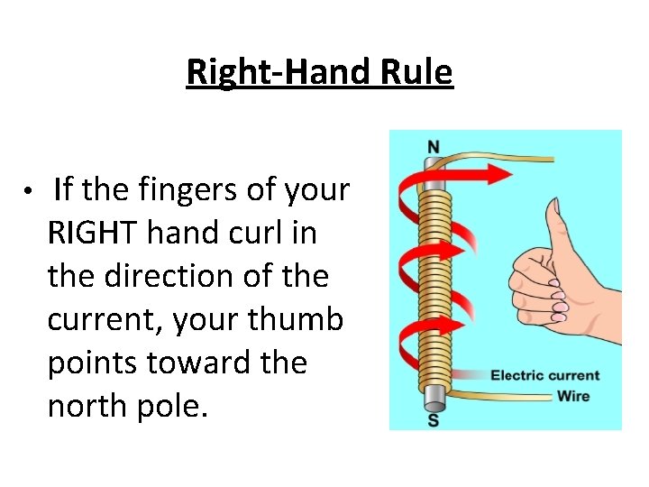 Right-Hand Rule • If the fingers of your RIGHT hand curl in the direction