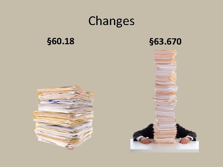 Changes § 60. 18 § 63. 670 