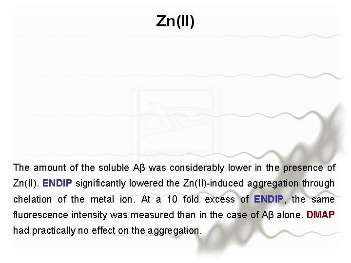 Zn(II) The amount of the soluble Aβ was considerably lower in the presence of