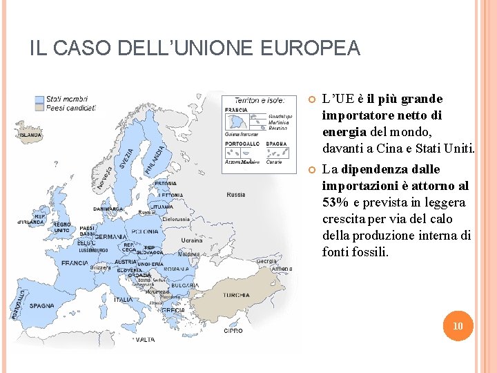 IL CASO DELL’UNIONE EUROPEA L’UE è il più grande importatore netto di energia del