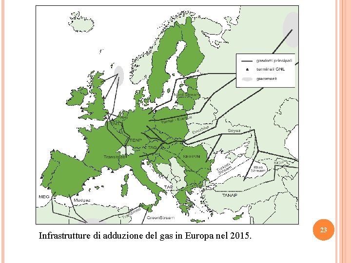 Infrastrutture di adduzione del gas in Europa nel 2015. 23 