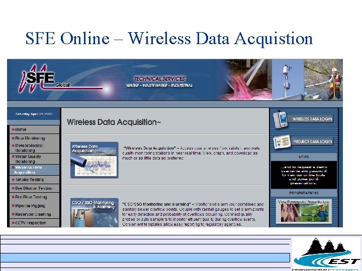 SFE Online – Wireless Data Acquistion SFE Online – Wireless Data Acquistion