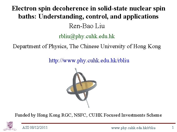 Electron spin decoherence in solid-state nuclear spin baths: Understanding, control, and applications Ren-Bao Liu