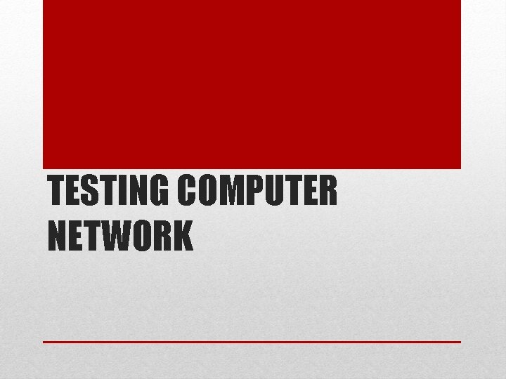 TESTING COMPUTER NETWORK 