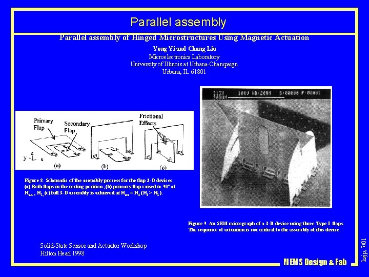 Parallel assembly of Hinged Microstructures Using Magnetic Actuation Yong Yi and Chang Liu Microelectronics